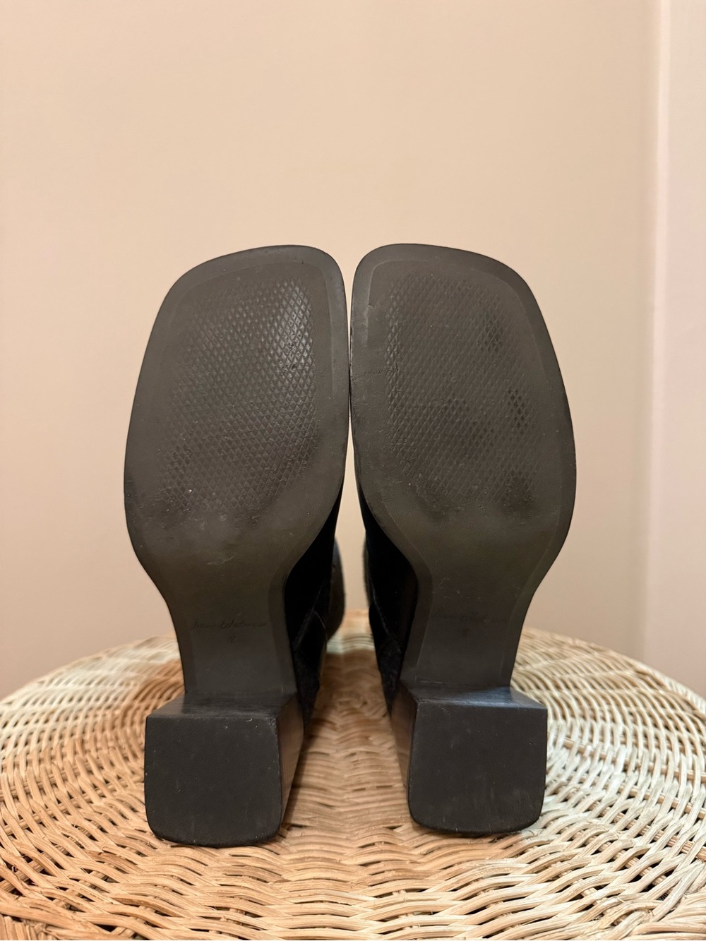 Sam Edelman Marci Black Leather & Knit Buckle Block Heel Ankle Boots - Picture 5 of 6